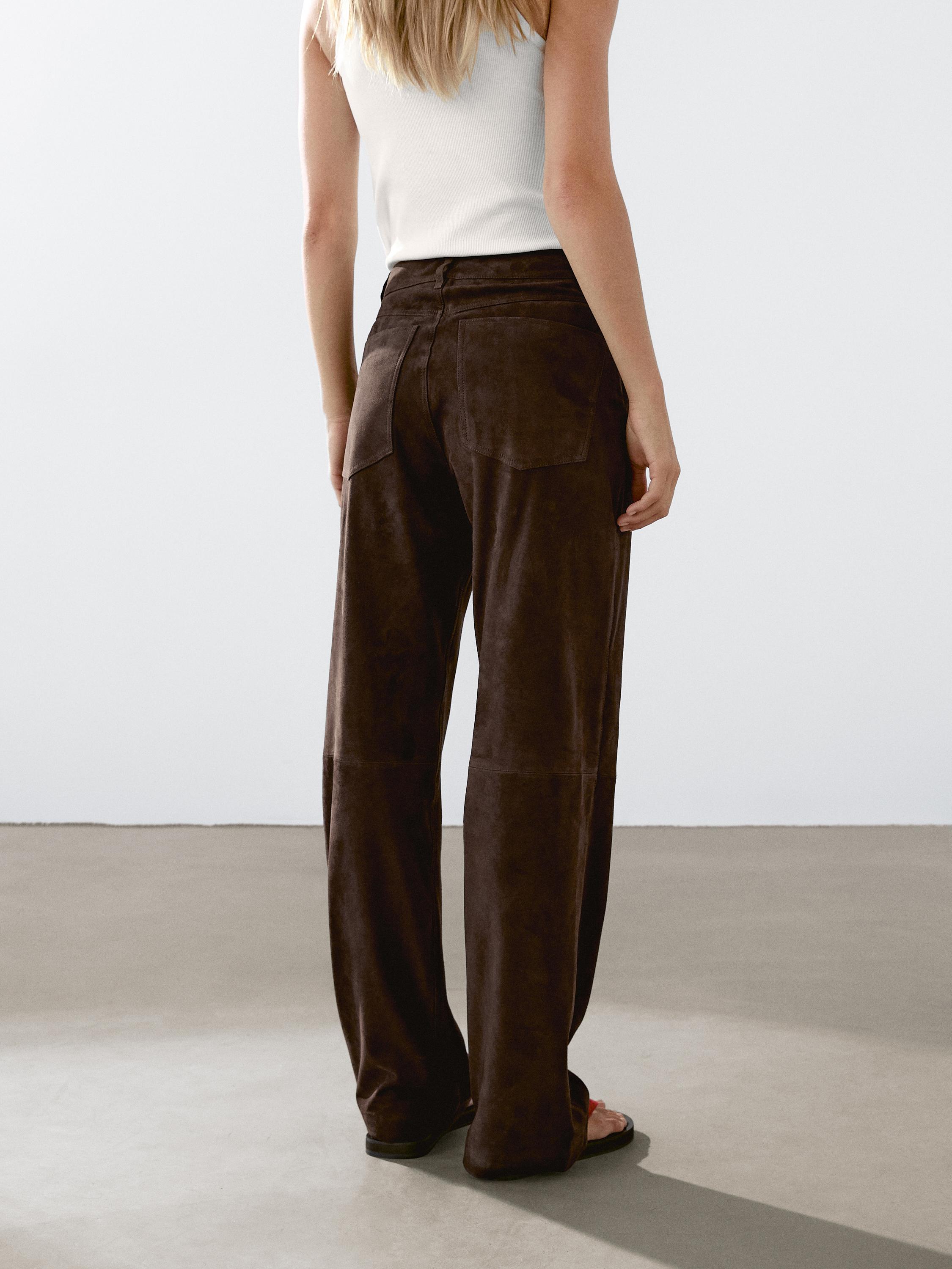 Pantalon en cuir finition daim